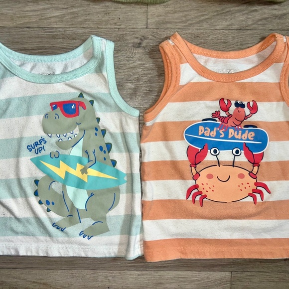 Infant baby boy 12 month bundle of onesies, shorts and tank tops - Picture 2 of 10
